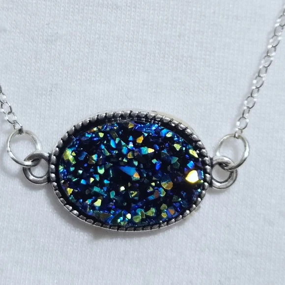 Fashion Blue Druzzy Stone Necklace - Picture 2 of 5